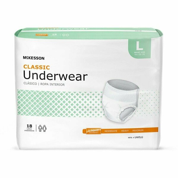 Mckesson Classic Light Absorbent Underwear, Large, 18PK UWELG